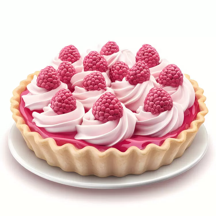 White plate Pies Raspberry Cream Pie Custard Sweetened cream