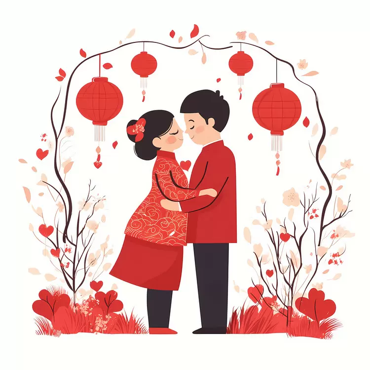 red envelope red lanterns honeymoon couple