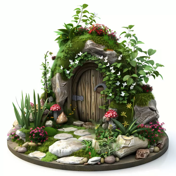 wooden green stoned gnome Fairy Garden