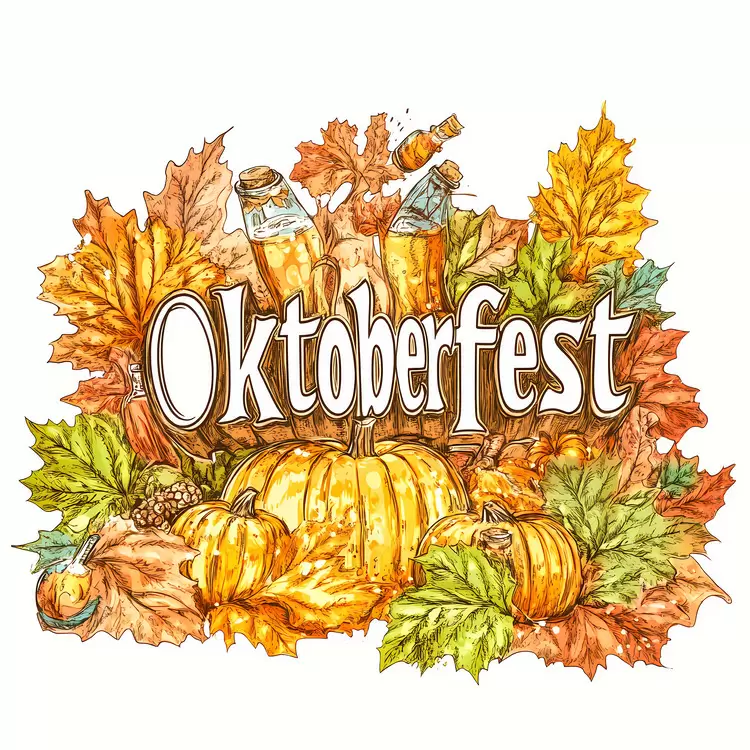 pumpkin Oktoberfest colorful hand lettered leaves