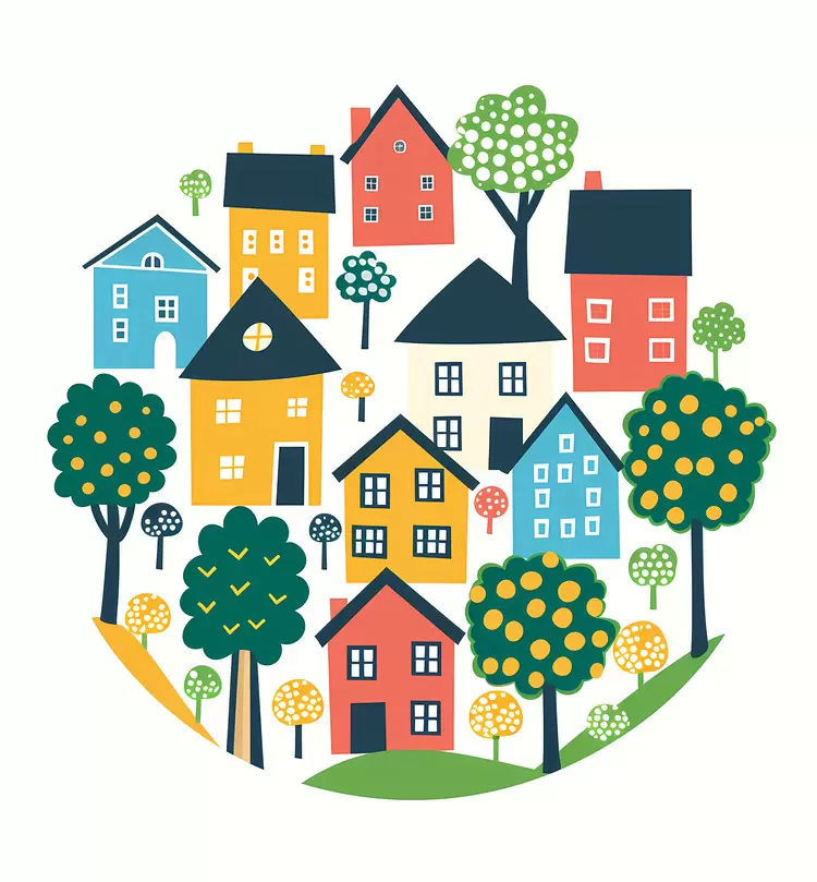 cute flora cityscape tree lined landscape