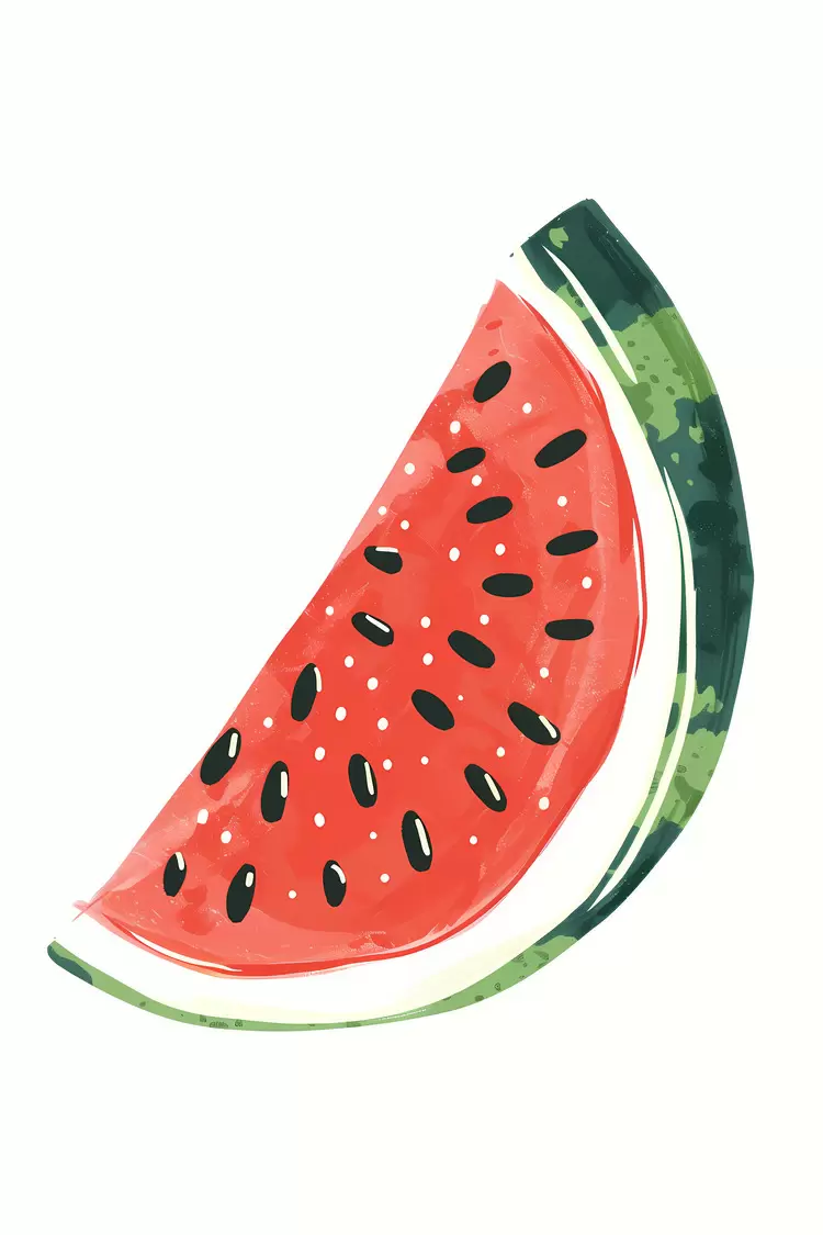 green watercolor square red fruit