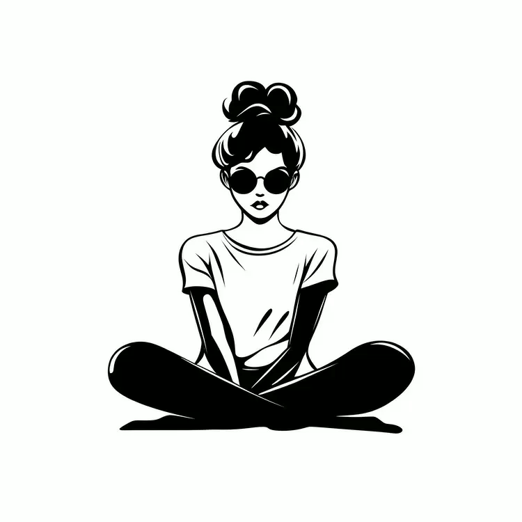 sunglasses meditation black and white lifestyle portrait