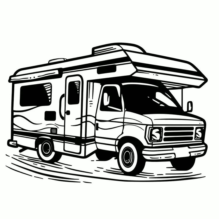 Camping vehicle Both are silver and rectangular Vehicle with windows Parked on the road Fifth wheel