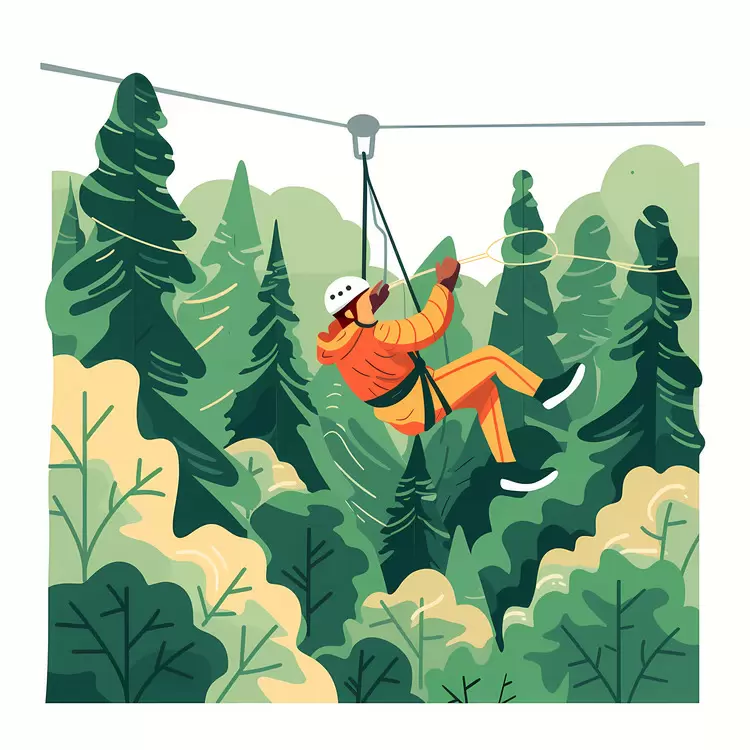 Zipline lush green wood nature