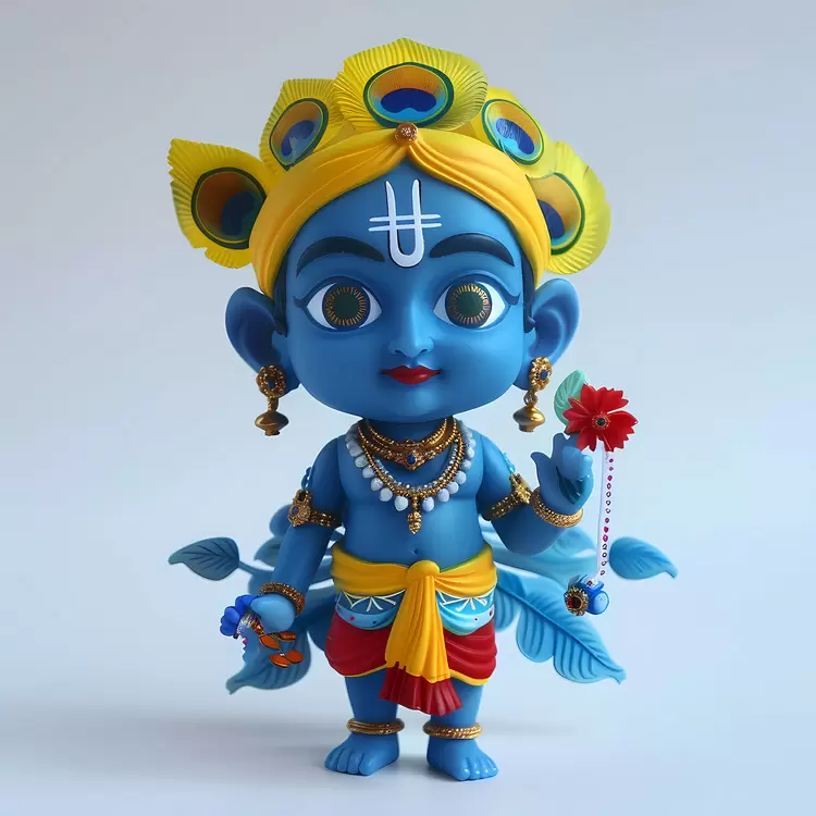 Krishna Janmashtami figurine blue hindu god