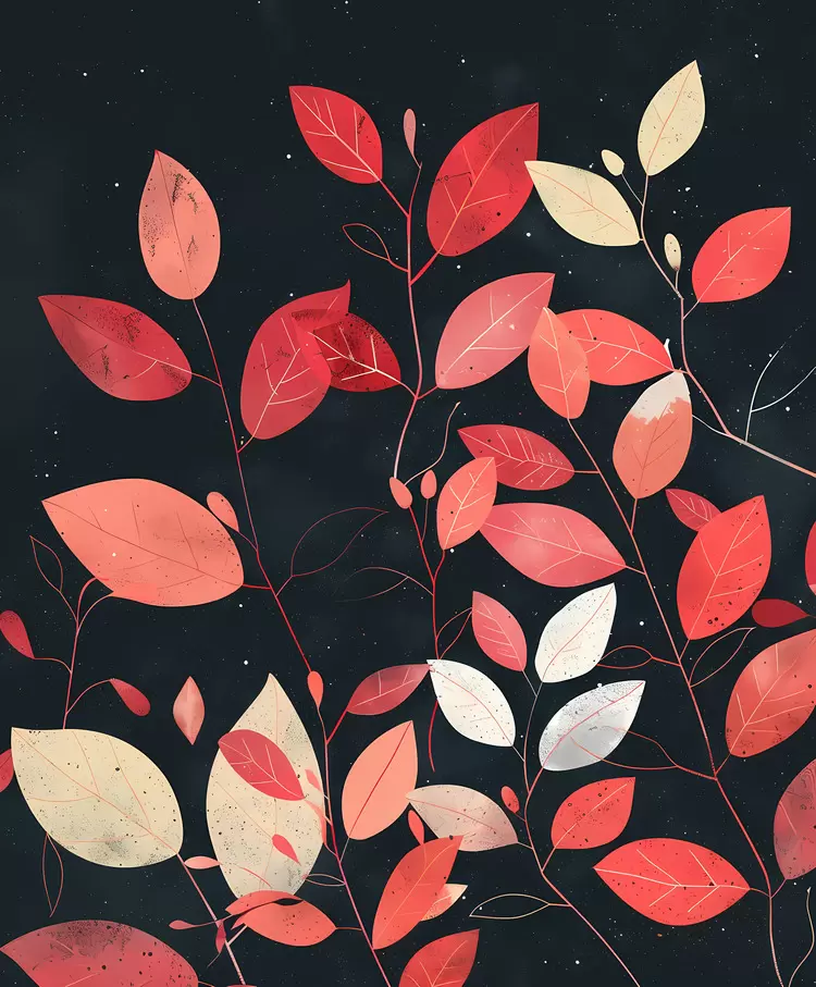 Warm colorful leaves Floral Abstract