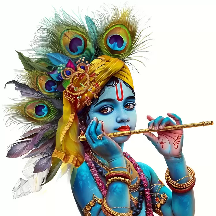 Hinduism Krishna Janmashtami Lord of the Universe Flute Blue face paint