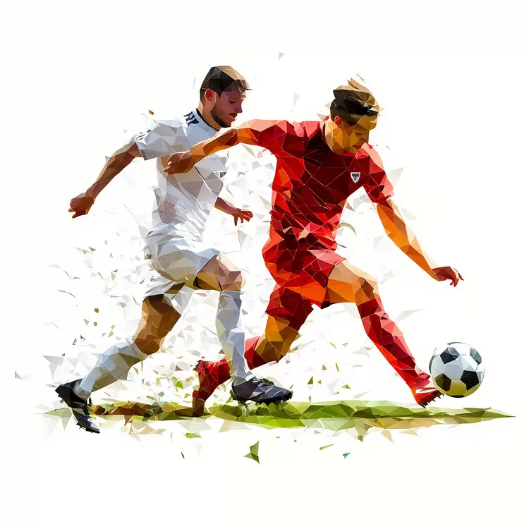 abstract sport digital painting dynamic player in red and black