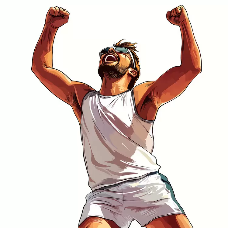 Thrill Joyful winner Excited Tennis
