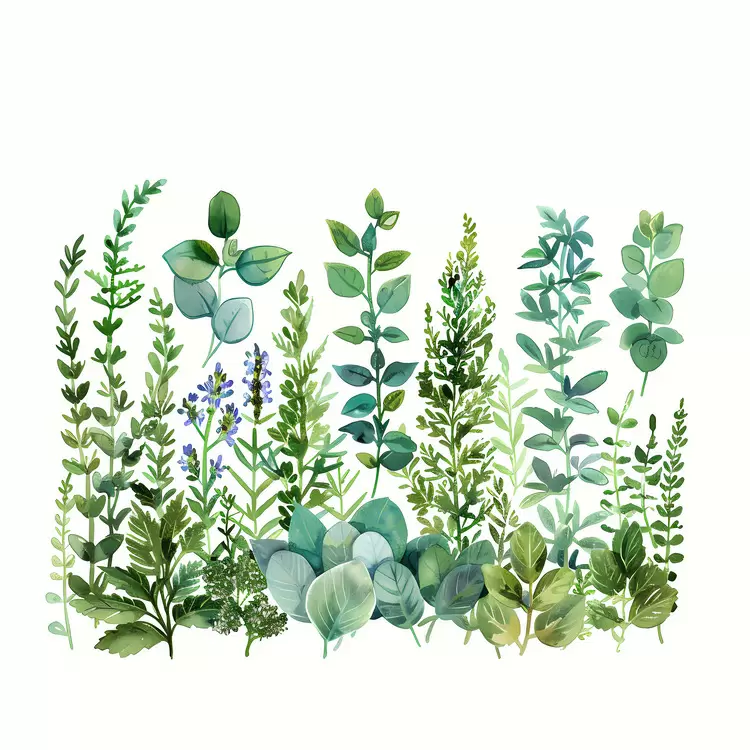Greenery Watercolor Flowers Springy Bare branches
