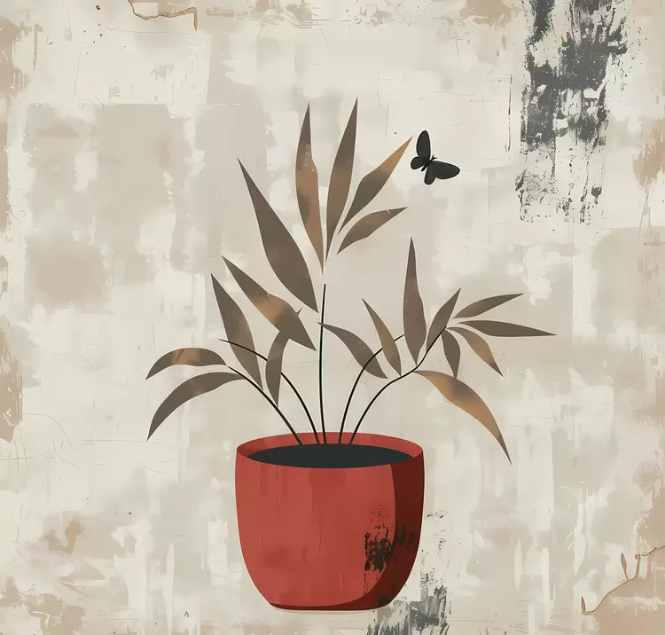 indoor plant Retro Grungy Dirty Art nouveau
