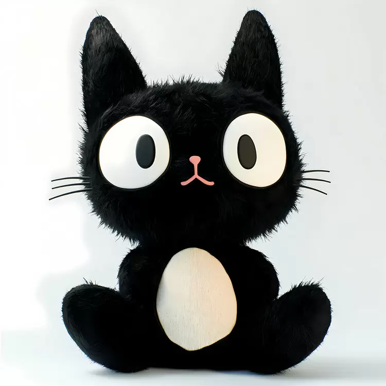 Soft fur Pink nose Kuromi Black background Adorable