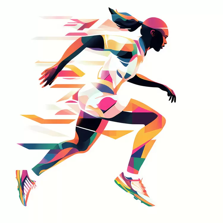 Contemporary Running Digital Art Colorful Woman