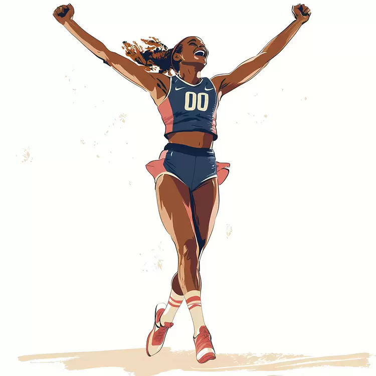 track woman olympic celebrate triumph