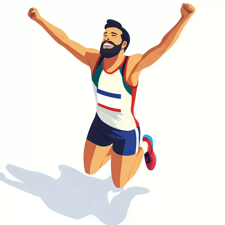 Thrilled Jumping athlete winner Excited