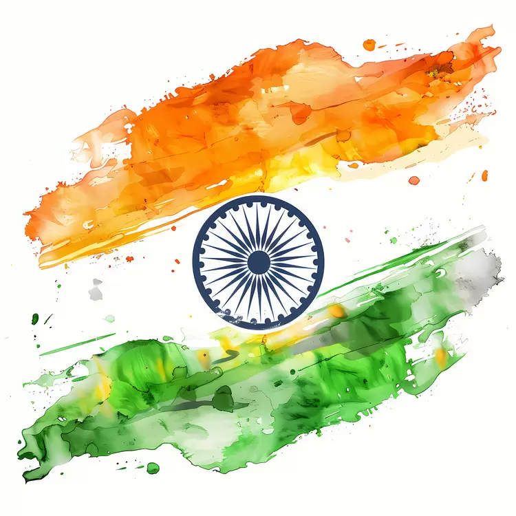 Brush strokes Watercolor Indian national flag Colorful