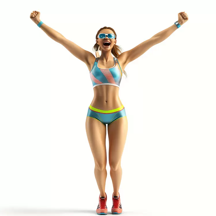 olympic sportswoman gym swimwear digital illustration