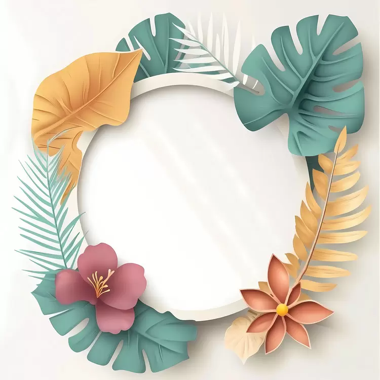 frame Tropical Decor Colorful Artwork Floral Background August