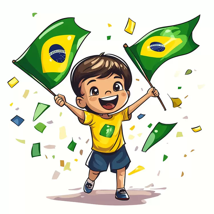 Celebrating Flag Happy Brazil Independence Day Football