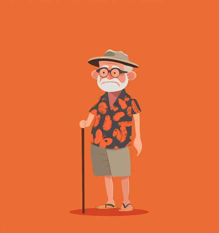 Lean body old people Old man Cane Sunglasses