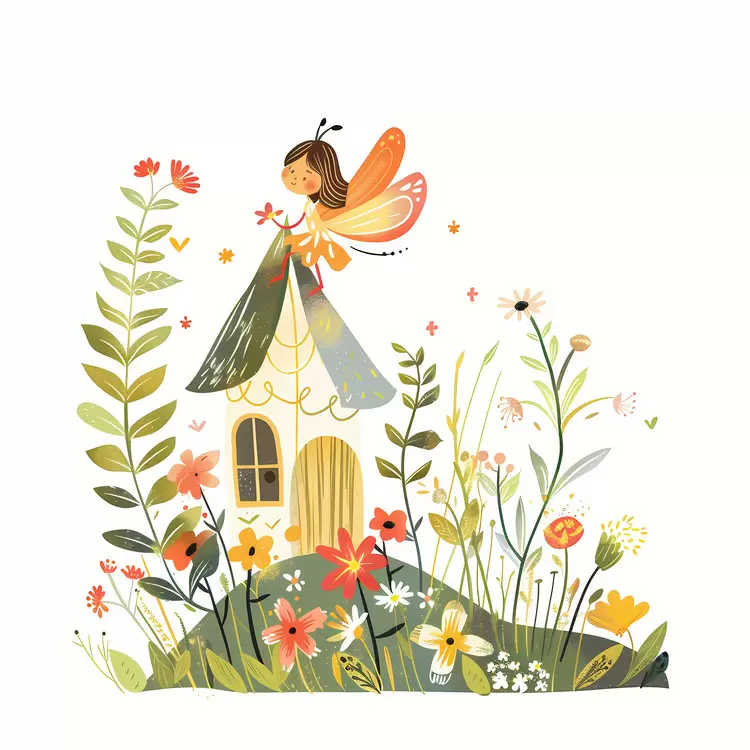cottage birds tree Fairy Garden butterfly