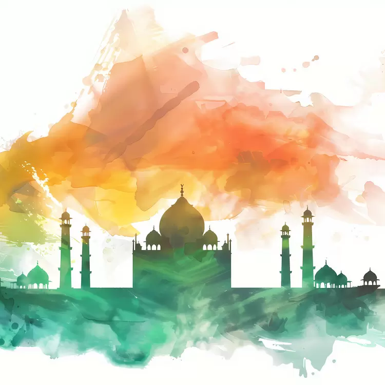 Indian Independence Day Religious buildings Cultural heritage Watercolor painting