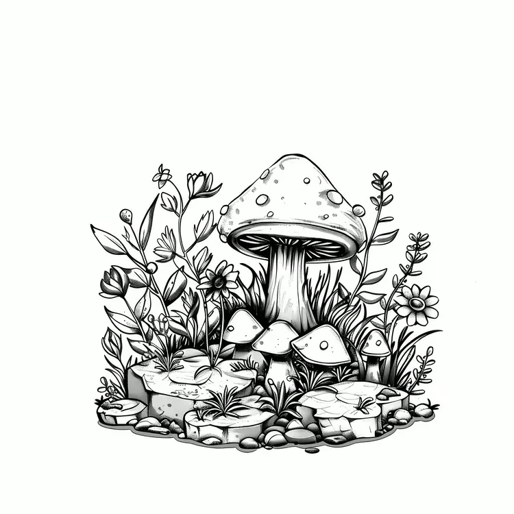 outdoor sketch nature black and white art garden