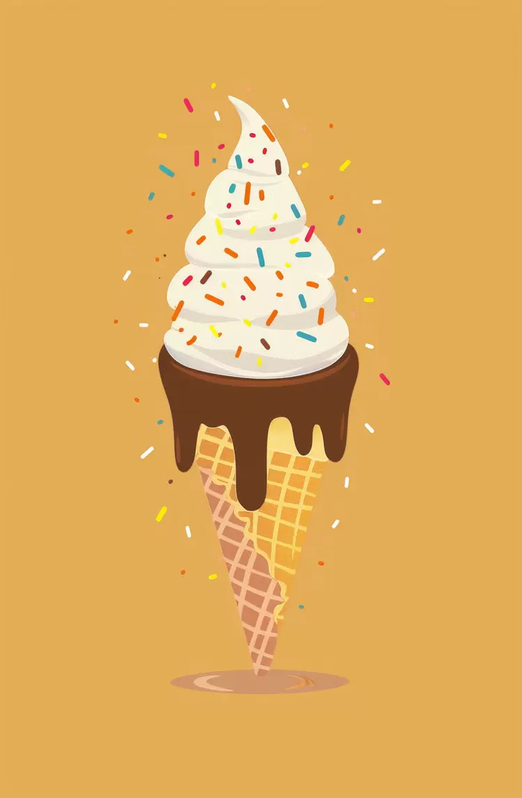 crunchy chocolate sauce sprinkles ice cream cone classic dessert