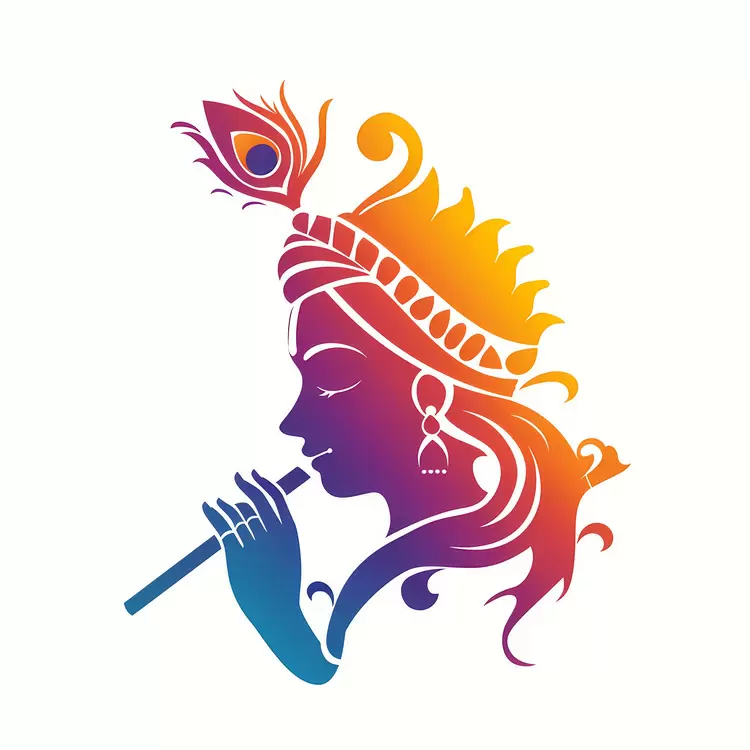 Flute playing goddess icon Vibrant   musician goddess playing flute Colorful flute logo Graceful design of flute player