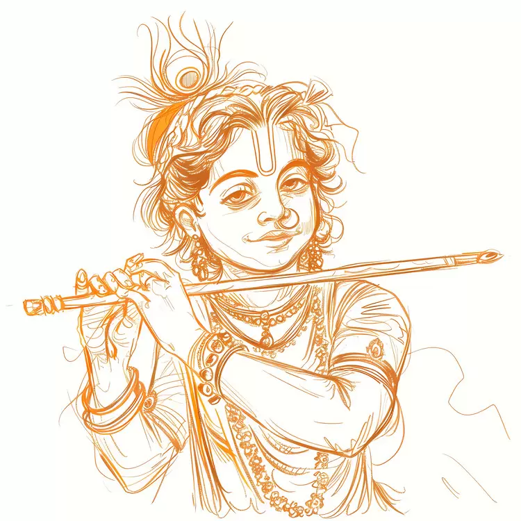 Krishna Janmashtami indian god lord krishna playing flute lord krishna in orange attire lord krishna playing music