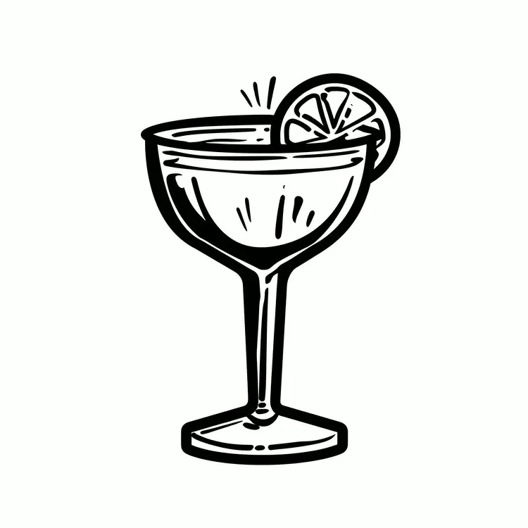 Cocktail glass Glass with a slice of lemon Drink illustration Dessert drink Vector art