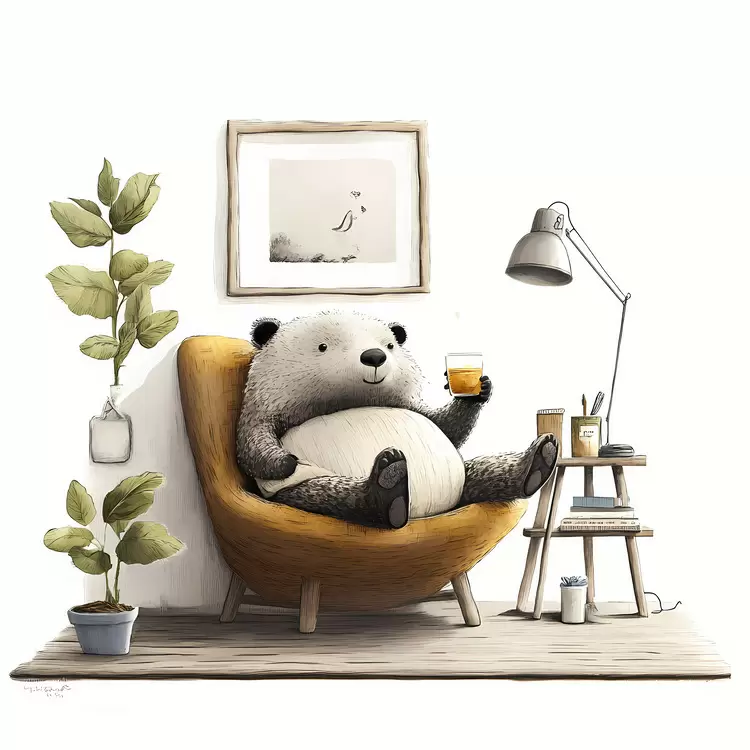 in an office space sitting in front of a window Lazy Day reclining on a chair wearing a hoodie