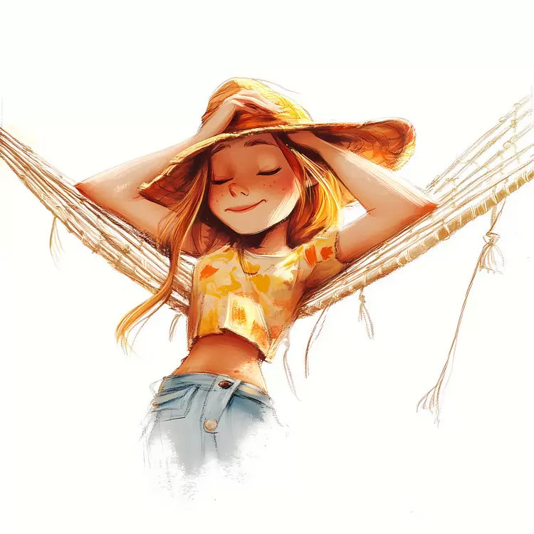 girl yellow relaxation summer sunhat