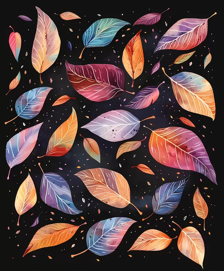 Watercolor Autumn Mixed Colorful Bright