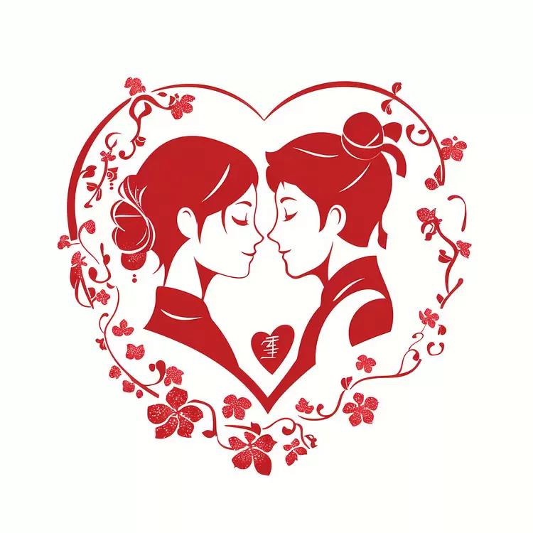 Chinese Valentines Day traditional vintage floral design wedding
