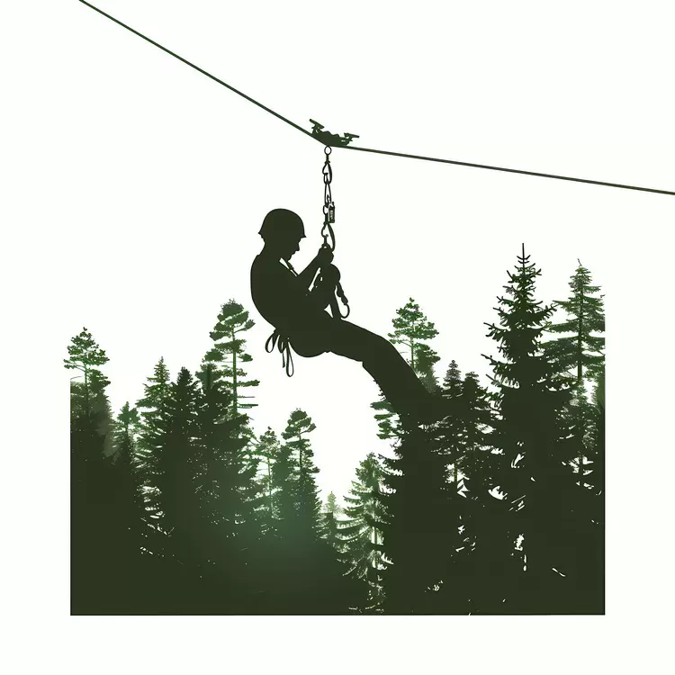 Trekking Silhouette Zipline Suspension Nature