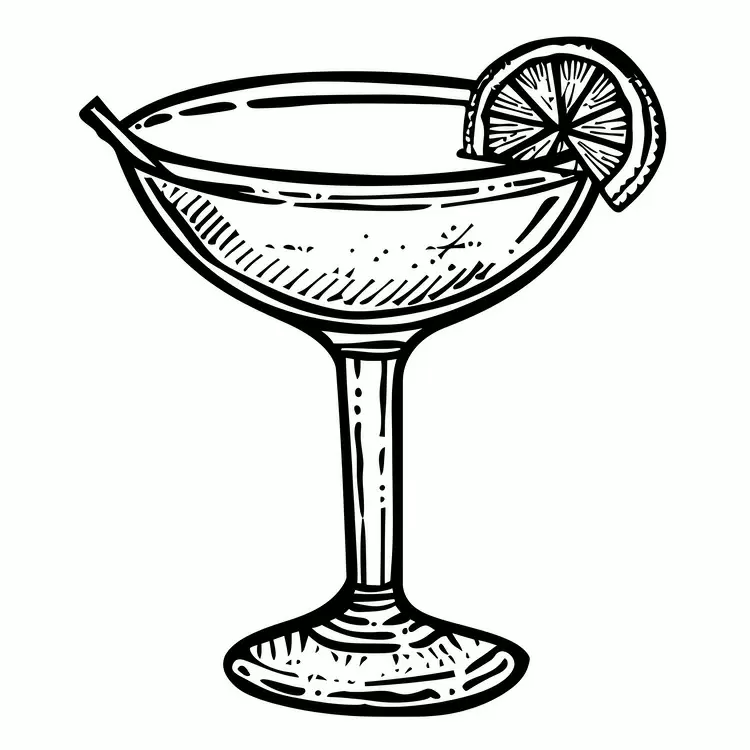 Hand drawn Vector Glass Cocktail Margarita