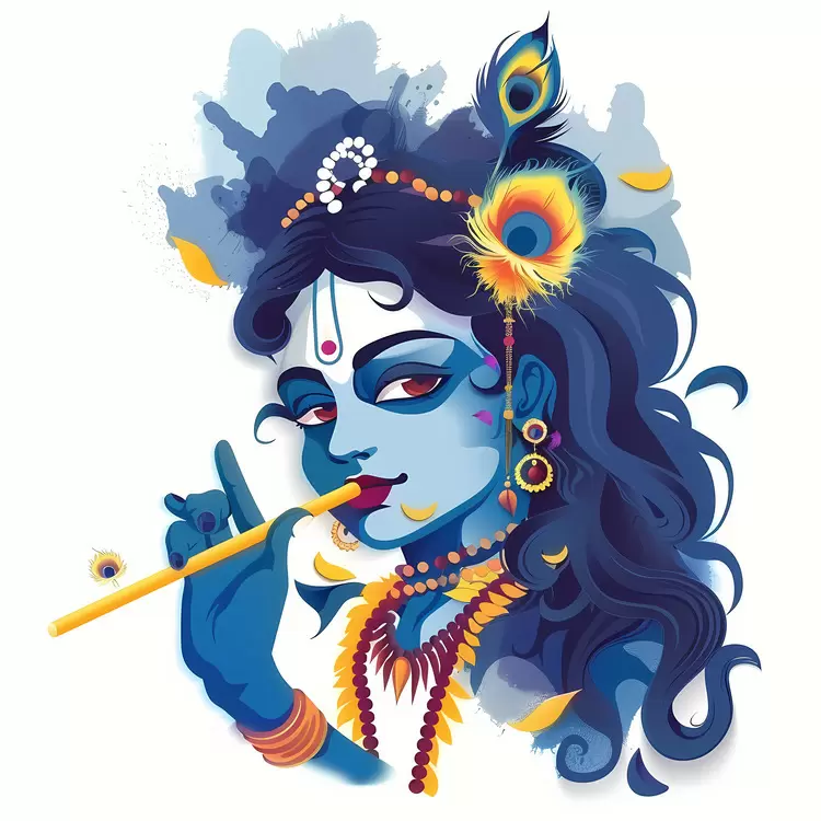 Krishna Janmashtami watercolor lord hindu god digital painting