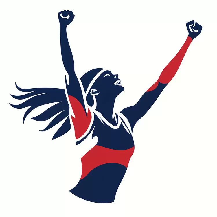 upraised arms hand raised in triumph celebrate athlete female body