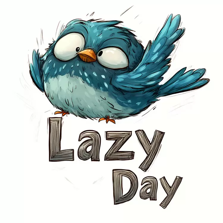 watercolor cute Lazy Day funny blue