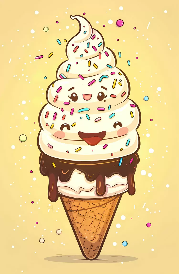Sweet ice cream cone Cartoon Cute