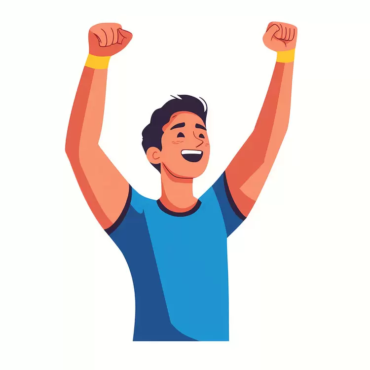 happy man human man celebrating raised arms
