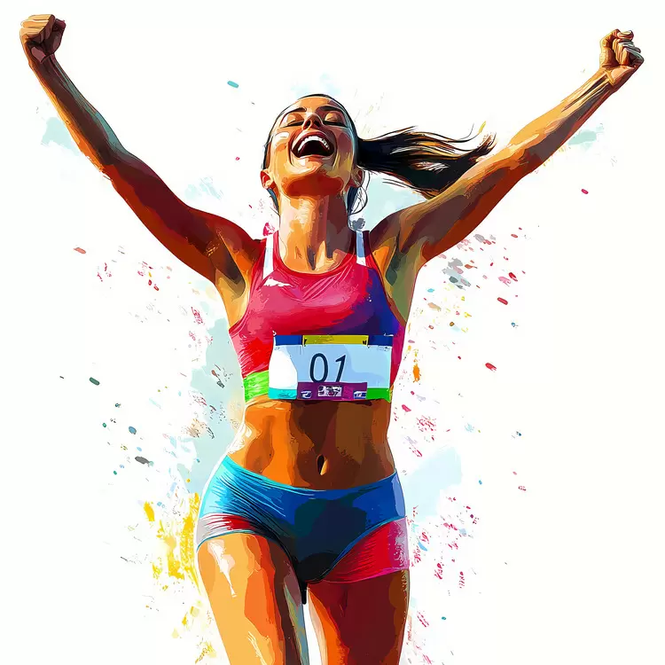 Exercise olympic Woman Paint splashes Running
