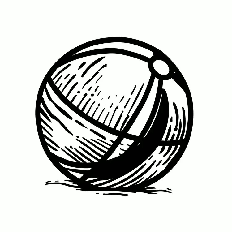 black and white beachball hand-carved round shape vintage