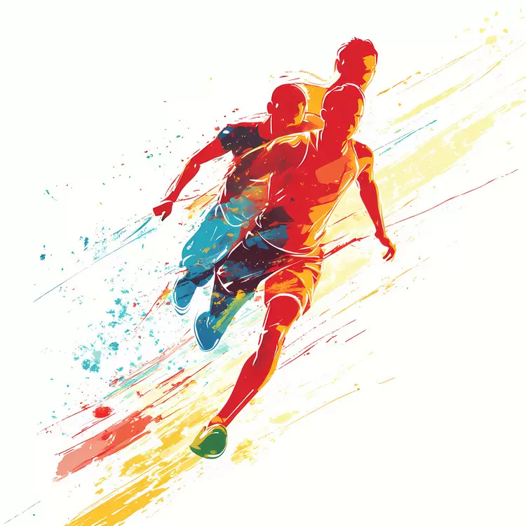 Sportsmanship Active energy vector Vibrant colors Watercolor splashes Dynamic action