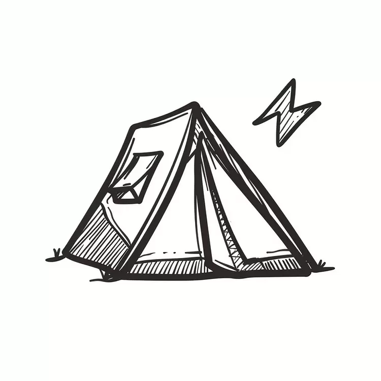 summer theme tent pole food cooking nature setting sleeping bag