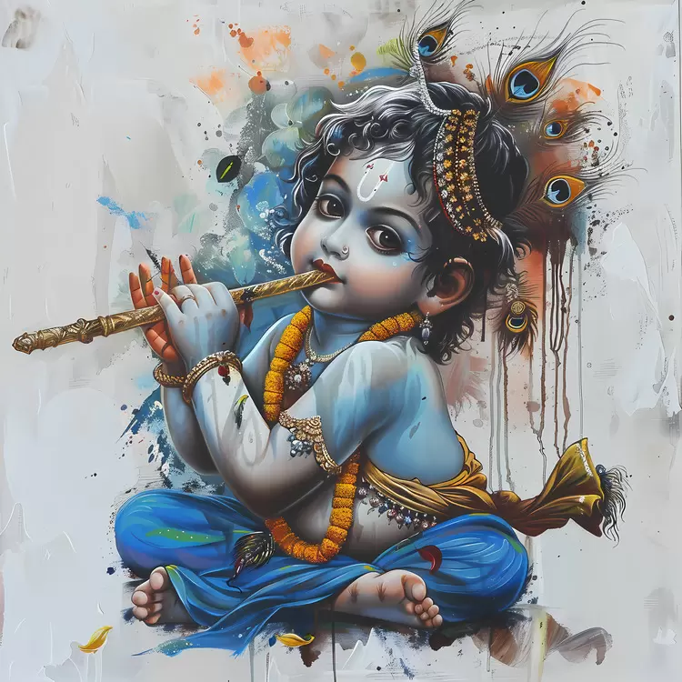 Krishna Janmashtami Representation of Lord Vishnu God of peace Hindu deity Flute in hand