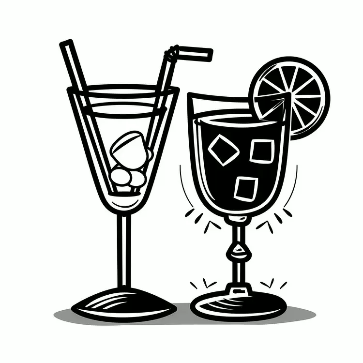 Clean and simple Cool glass summer theme Line art Refreshing drink