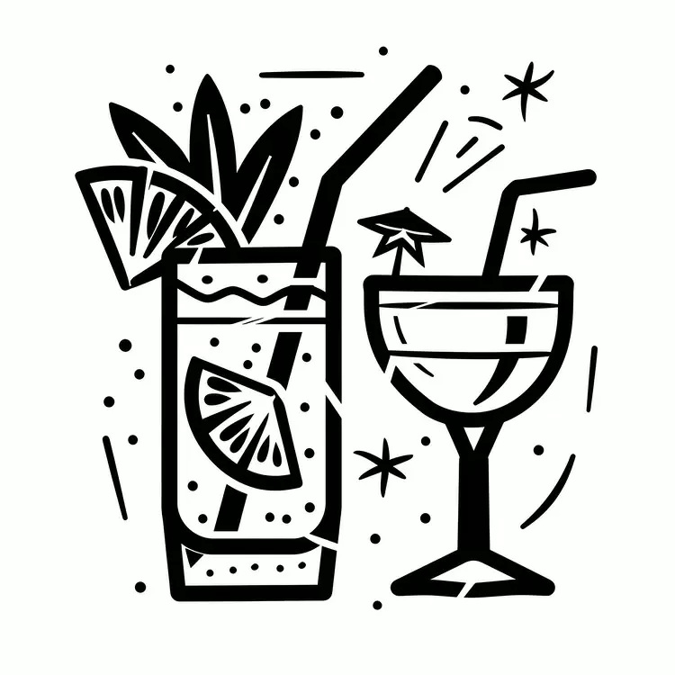 Hand drawn Cool drink Cocktail Glass White background